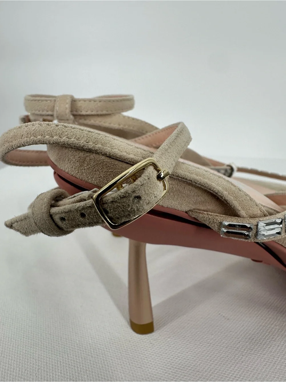 VICE VERSA Marina Beige Crystal Strap Convertible Sandel Heels to Flats Size 7 - Picture 8 of 16